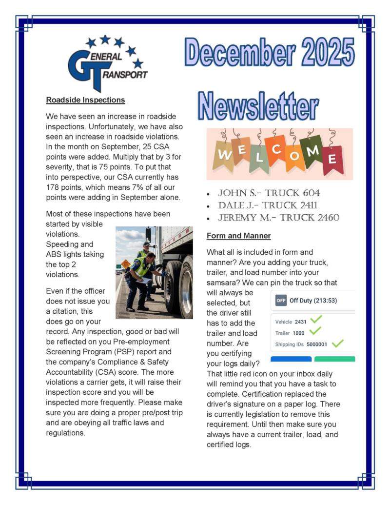 General Transport December 2025 Newsletter